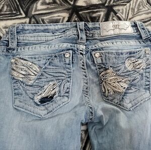 Women's Light Blue Embellished Jeans